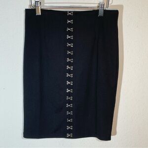 HAVE Black knit skirt high waist, front hook and eye corset fastening stretch S